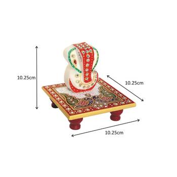 Marble Enamel Painted Ganesha Placed On Chowki 2