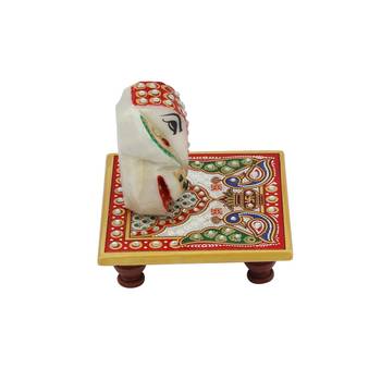 Handicrafts Paradise Marble Pooja Chowki Ganesha 3