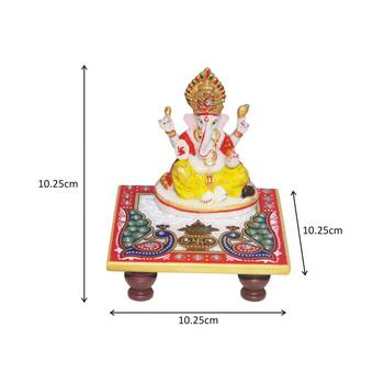 Handicrafts Paradise Marble Pooja Chowki And Resin Ganesha 2