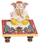 Handicrafts Paradise Marble Puja Chowki And Resin Ganesha