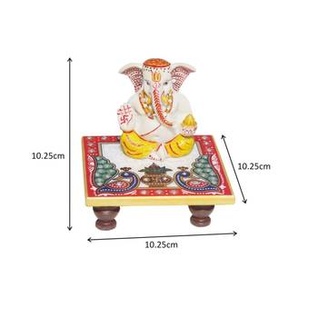 Handicrafts Paradise Marble Puja Chowki And Resin Ganesha 2