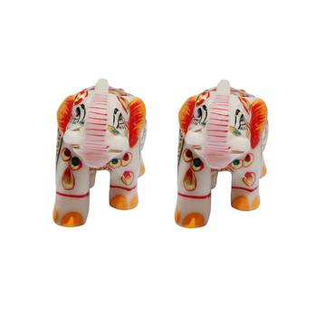 Gold Emboss Painted Marble Elephants 2
