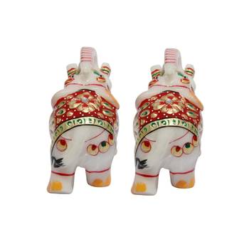 Gold Emboss Painted Marble Elephants 3
