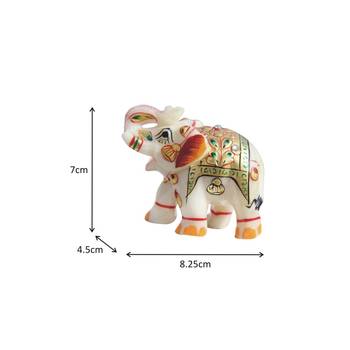Handicrafts Paradise Marble Elephant Emboss Painting Golden Colour 2
