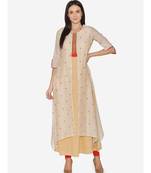 Beige embroidered Hemline  Kurta