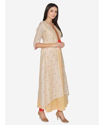 Beige embroidered Hemline  Kurta 3