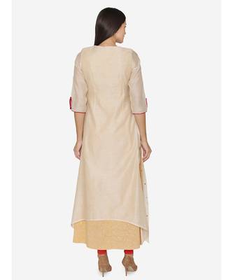 Beige embroidered Hemline  Kurta 4