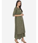 Green embroidered Hemline  Kurta