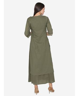 Green embroidered Hemline  Kurta 2