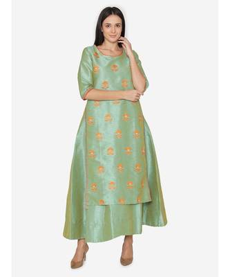 Lime embroidered Partywear  Kurta 1