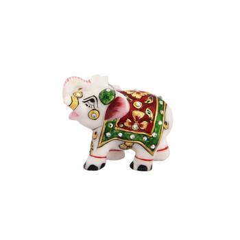 Marble Elephant with Meena work 1