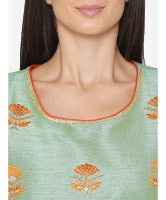 Lime embroidered Partywear  Kurta 3