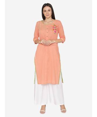 Peech Emboidered Straight Kurta 1