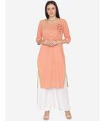 Peech Emboidered Straight Kurta