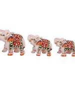 Marble Elephants set of 3 pc Enamel painted