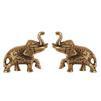 Elephant Pair in metal carved 1