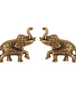 Elephant Pair in metal carved