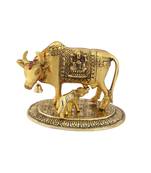 Cow baby showpiece antique gold plated in metal