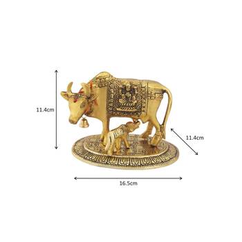 Cow baby showpiece antique gold plated in metal 2