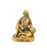 Sai baba in sitting posture in metal antique gold plated