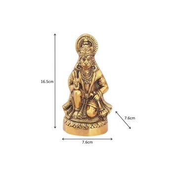 Hanuman ji sitting in metal antique gold plated 2