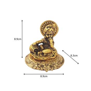 Bal Krishna eating butter from handi in metal antique gold finish 2
