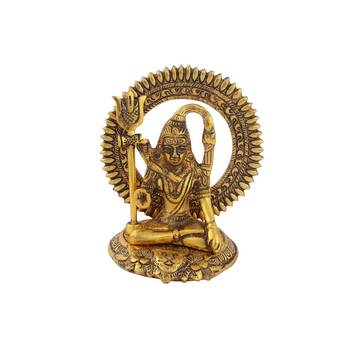 Shiva sitting in metal antique golden finish 1