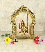 Handicrafts Paradis Bal Krishna Jhoola showpiece for gifting and home dacor in metal - 9 inches