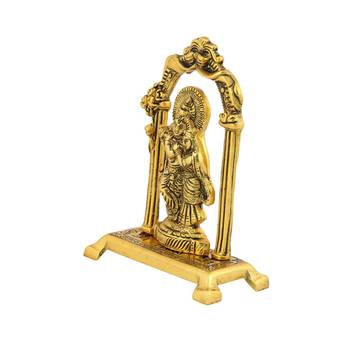 Handicrafts Paradise Radha Krishna standing under mehrab in metal showpiece for home dacor and gifting - 7 inches 4