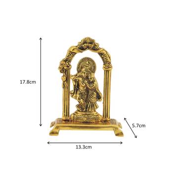 Handicrafts Paradise Radha Krishna standing under mehrab in metal showpiece for home dacor and gifting - 7 inches 5