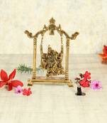 Handicrafts Paradise Radha Krishna Jhoola in metal showpiece for home dacor and gifting - 8 inches