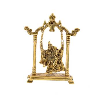 Handicrafts Paradise Radha Krishna Jhoola in metal showpiece for home dacor and gifting - 8 inches 2