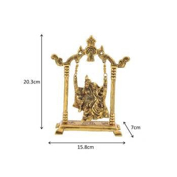 Handicrafts Paradise Radha Krishna Jhoola in metal showpiece for home dacor and gifting - 8 inches 5