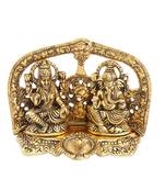 Lakshmi Ganesh seated with diya antique gold plated