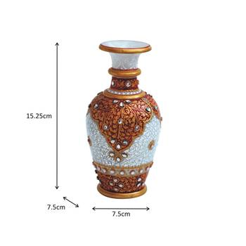 Kundan Embellished Marble Flower Vase 1