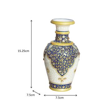 Handicrafts Paradise Marble Kuppi Flower Vase In Blue Color 1