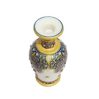 Handicrafts Paradise Marble Kuppi Flower Vase In Blue Color 2