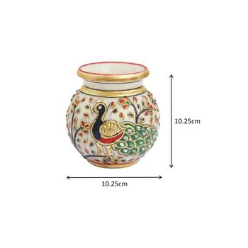 Handicrafts Paradise Marble Flower Vase Enamel Peacock 1