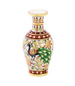 Marble flower Pot with beautiful Peacock painted