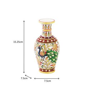 Marble flower Pot with beautiful Peacock painted 2