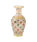Marble flower vase with emboss painted mehrab design