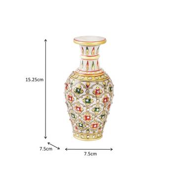 Marble flower vase with emboss painted mehrab design 2