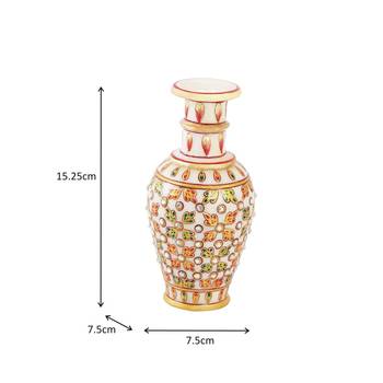 Marble flower pot with leaves painted in emboss 2