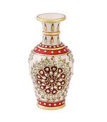 Marble flower Vase with white kundan work