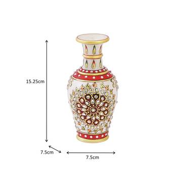 Marble flower Vase with white kundan work 2