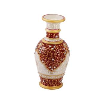 Marble flower vase with hand painted kuppi work by Handicrafts Paradise 1