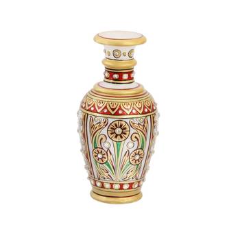 Marble flower pot with intricate painting by Handicrafts Paradise 1