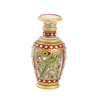 Flower pot with Parrot painted carved in marble 1