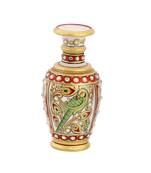 Flower pot with Parrot painted carved in marble