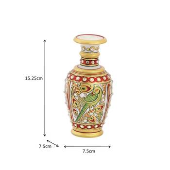 Flower pot with Parrot painted carved in marble 2